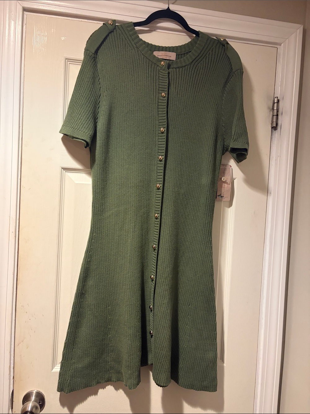 French Connection Button-Front Sweater Dress n Olive XL